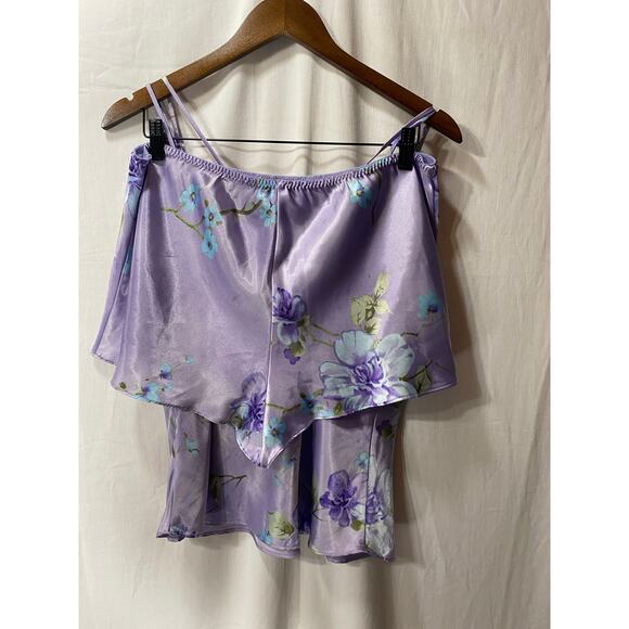 CALIFORNIA MISS Lilac Floral SATIN PJ SET LARGE - Picture 5 of 9